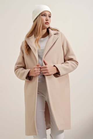 Buttoned Long Coat with Pockets