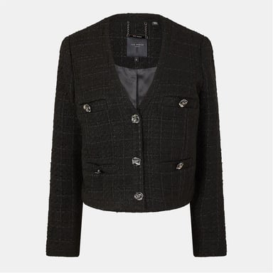 Women's Ted Baker Solid Patterned Hybrid Jacket in Black
