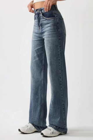 Normal midja raka ben denimjeans