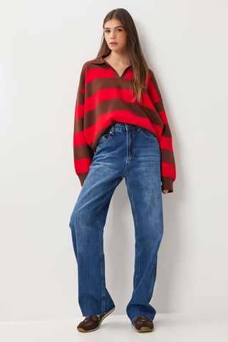 High Waist Straight Leg Denim Jeans