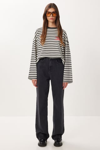 High Waist Straight Leg Denim Jeans