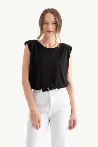 Ronde Hals Rauwe Rand Mouwloos Tanktop