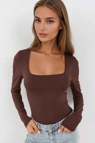 Slim Fit Fyrkantig Krage Stickad Topp