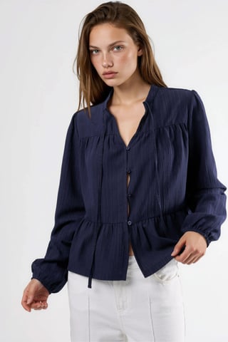 Long Sleeve Tippet Collar Blouse