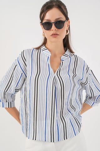 Randig V-ringad Blus