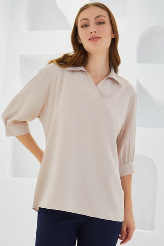 Polo Collar Loose Fit Blouse