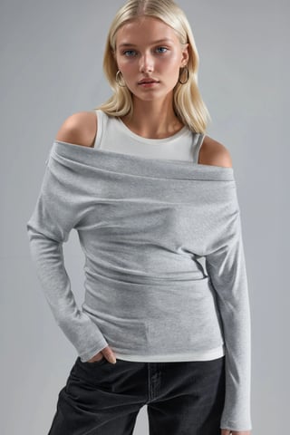 Mjukt Touch Crew Neck Långärmad Dubbel Lager Stickad Blus