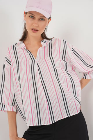 Randig V-ringad Blus