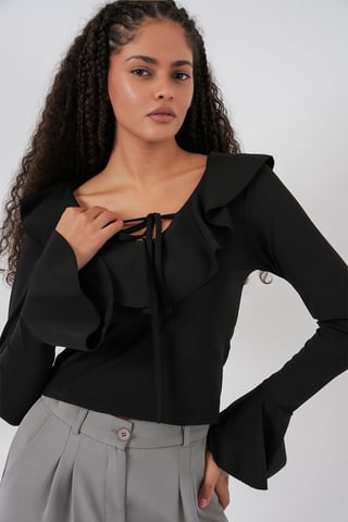 Volang V-ringad Kort Blus