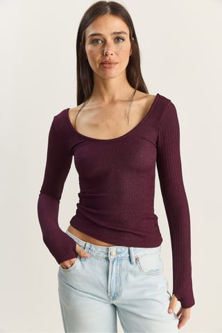 Slim Fit Long Sleeve U Collar Blouse