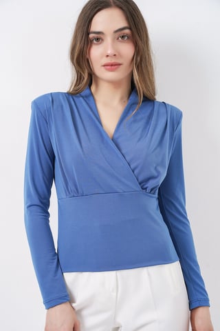 V-ringad Draperad Blus