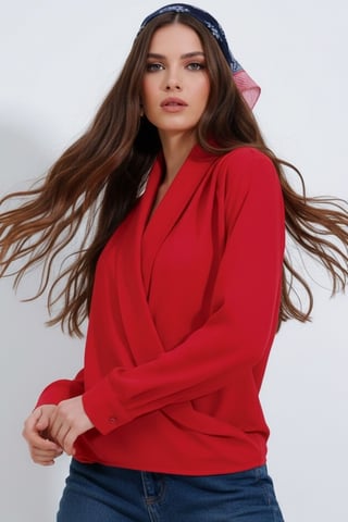 Shawl Collar Loose Fit Blouse