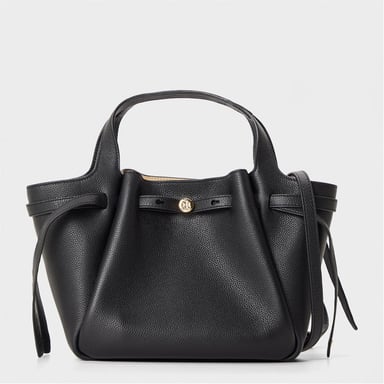 Accessories Tory Burch Tory Pebbled Tote with Gold Tone Hardware in Black
