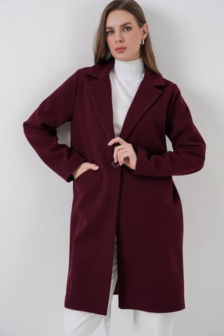 Buttoned Long Coat with Pockets