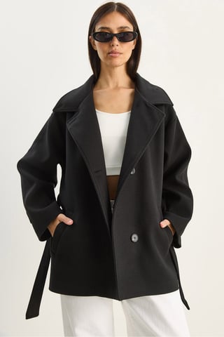 Oversized Midi Coat with Button Closure