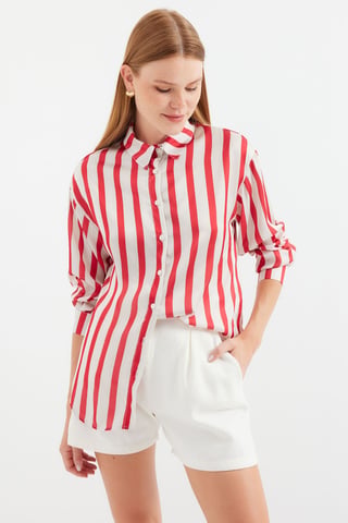 Satin Long Sleeve Button Up Shirt
