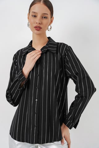 Oversized Striped Button-Up Shirt