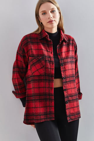 Plaid Long Sleeve Shirt with Pocket