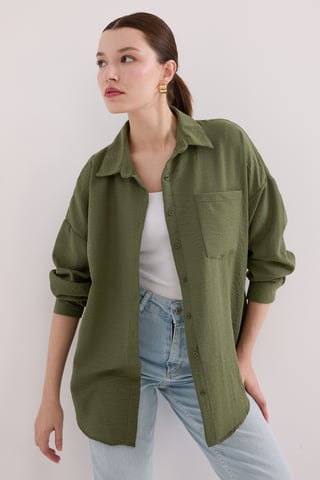 Linen Blended Shirt with Button Closure