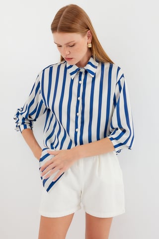 Satin Long Sleeve Button Up Shirt