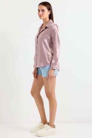 Satin Long Sleeve Button Up Shirt