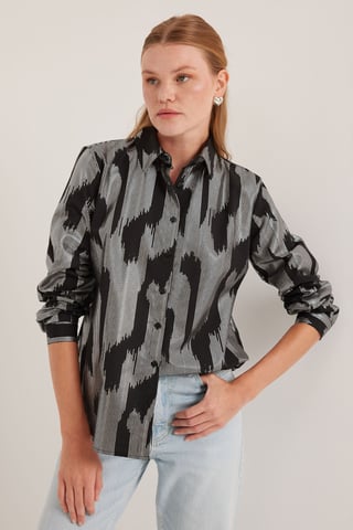 Oversized Striped Button-Up Shirt