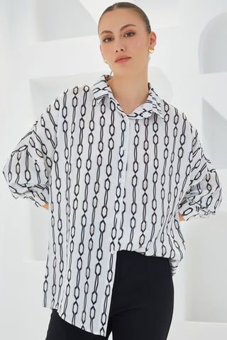 Oversized Satin Button-Front Shirt
