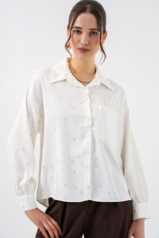 Oversized Long Sleeve Printed Shirt with Pocket
