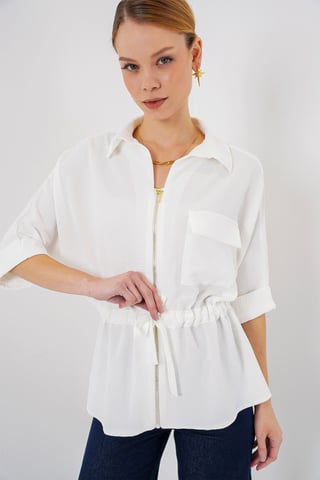 Texturerad ziptröja med ficka