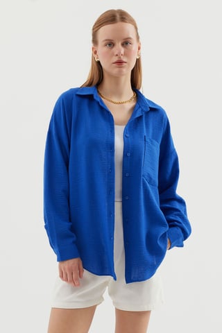 Linen Blended Shirt with Button Closure