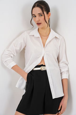 Oversized Striped Button-Up Shirt