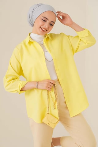 Relaxed Fit Poplin Shirt with Button Closure