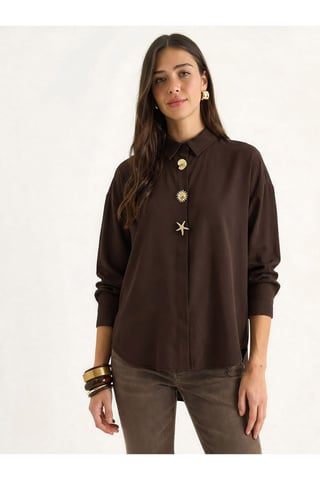 Button Detailed Poplin Shirt