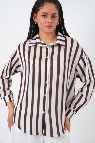 Satin Long Sleeve Button Up Shirt