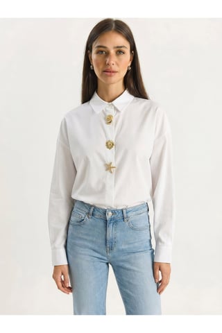 Button Detailed Poplin Shirt