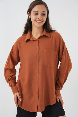 Linen Blended Shirt with Button Closure
