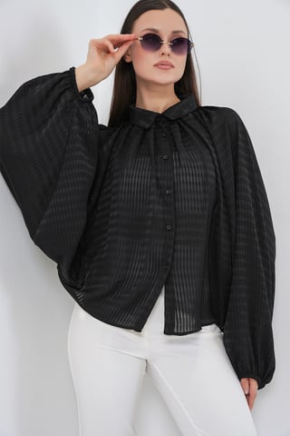 Oversized randig skjorta med knappar