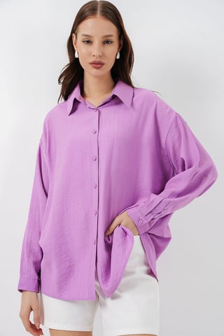 Oversized Long-Sleeve Button-Up Shirt