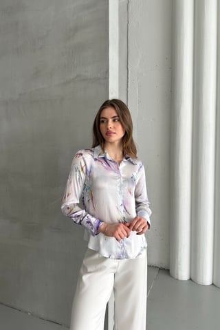 Textured Abstract Print Button-Up Shirt