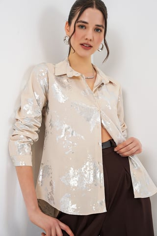 Oversized Striped Button-Up Shirt