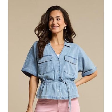 Red Button Drew drawstring denim light stone