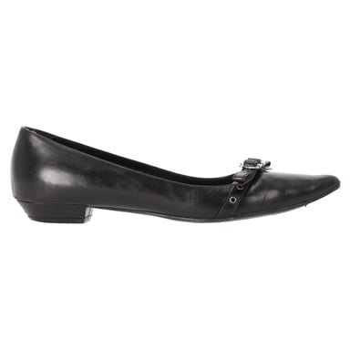 Dior Pointed Toe Ballet Flats in Black Leather