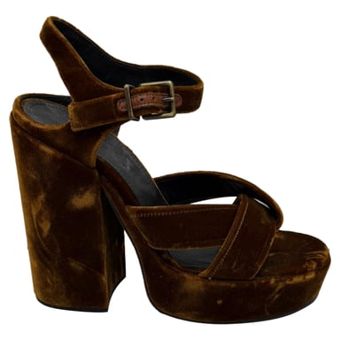 Jil Sander Twisted Platform Sandals i Brun Sammet