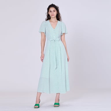 Polka dot flared shirt-dress