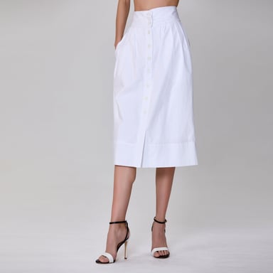 Buttoned straight skirt in cotton