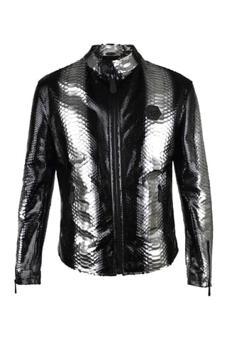 Philipp Plein Leather jacket Silver