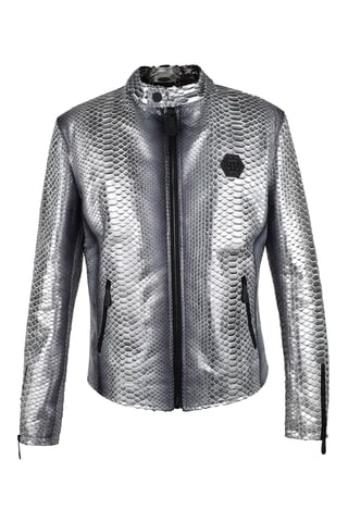 Philipp Plein Leather jacket Silver