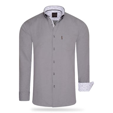 Cappuccino Italia Overhemden Regular Fit Overhemd Antraciet Grey