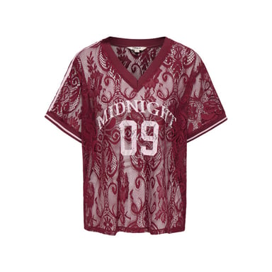 Only onljules s/s v-neck lace top wvn ex 15383405 tibetan red