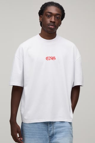 White Oversized Boxy England Print T-Shirt